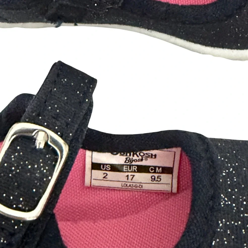 OshKosh Bgosh Girls‎ Navy Blue Glitter Mary Jane Sneakers Shoes Size 2 Toddler